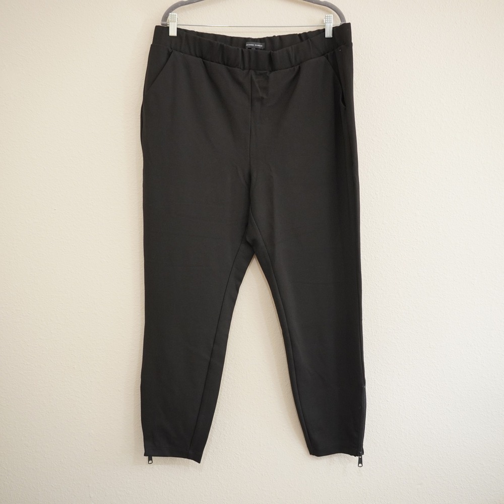 Universal Standard Size 2X (18) Ponte Pants Black Moro Pocket Ankle Zip Casual